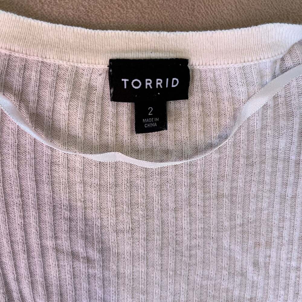 Torrid Ribbed Knit Tie-Front Cardigan in White